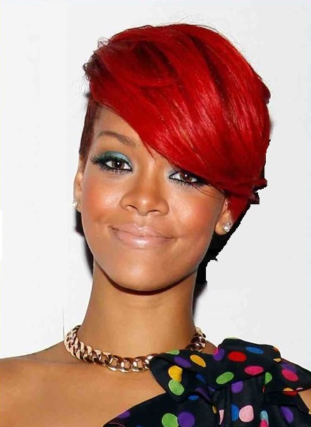 Red Hot Side Swept Pixie Cut Hairstyle