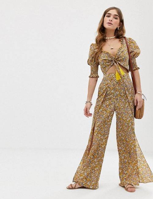 High-Waisted Beige Trousers