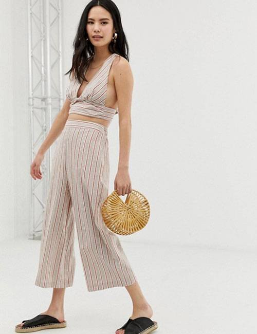 Striped Palazzos And Crop Top
