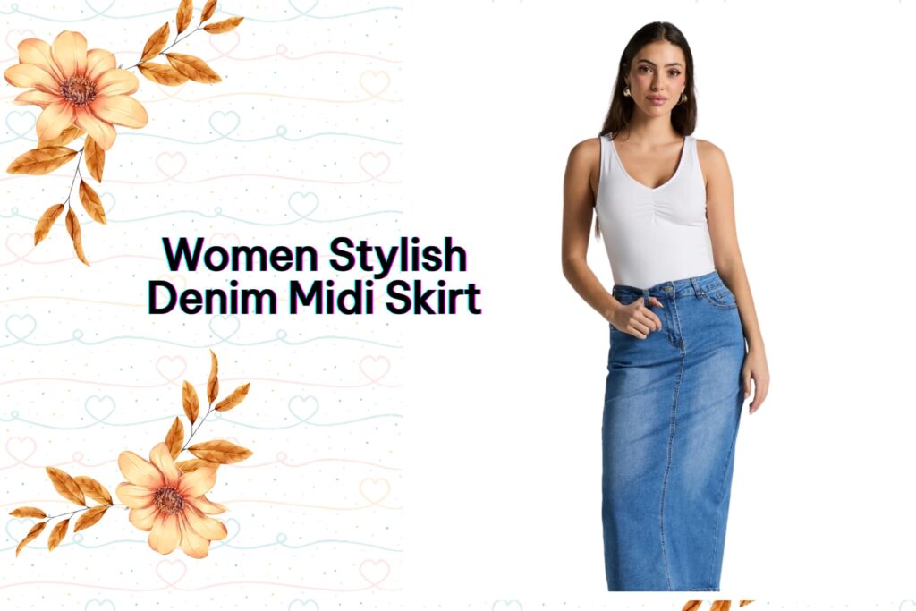 Women Denim Midi Skirt